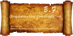 Bogdanovics Ferdinánd névjegykártya